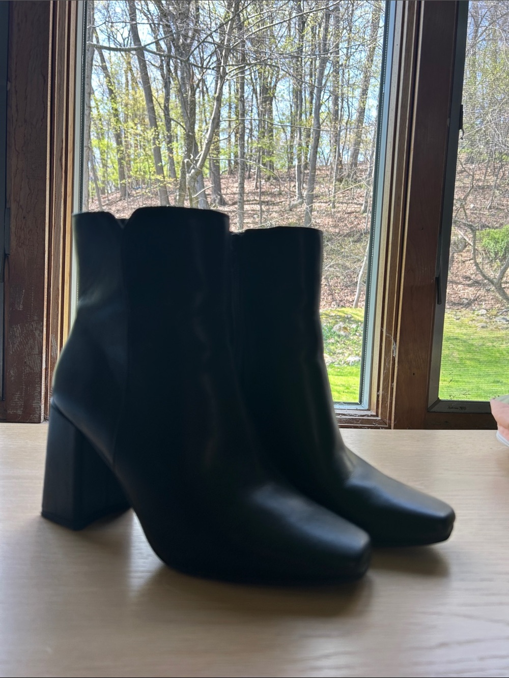 Kelly & Katie Black Leather-Look Ankle Booties with Block Heel